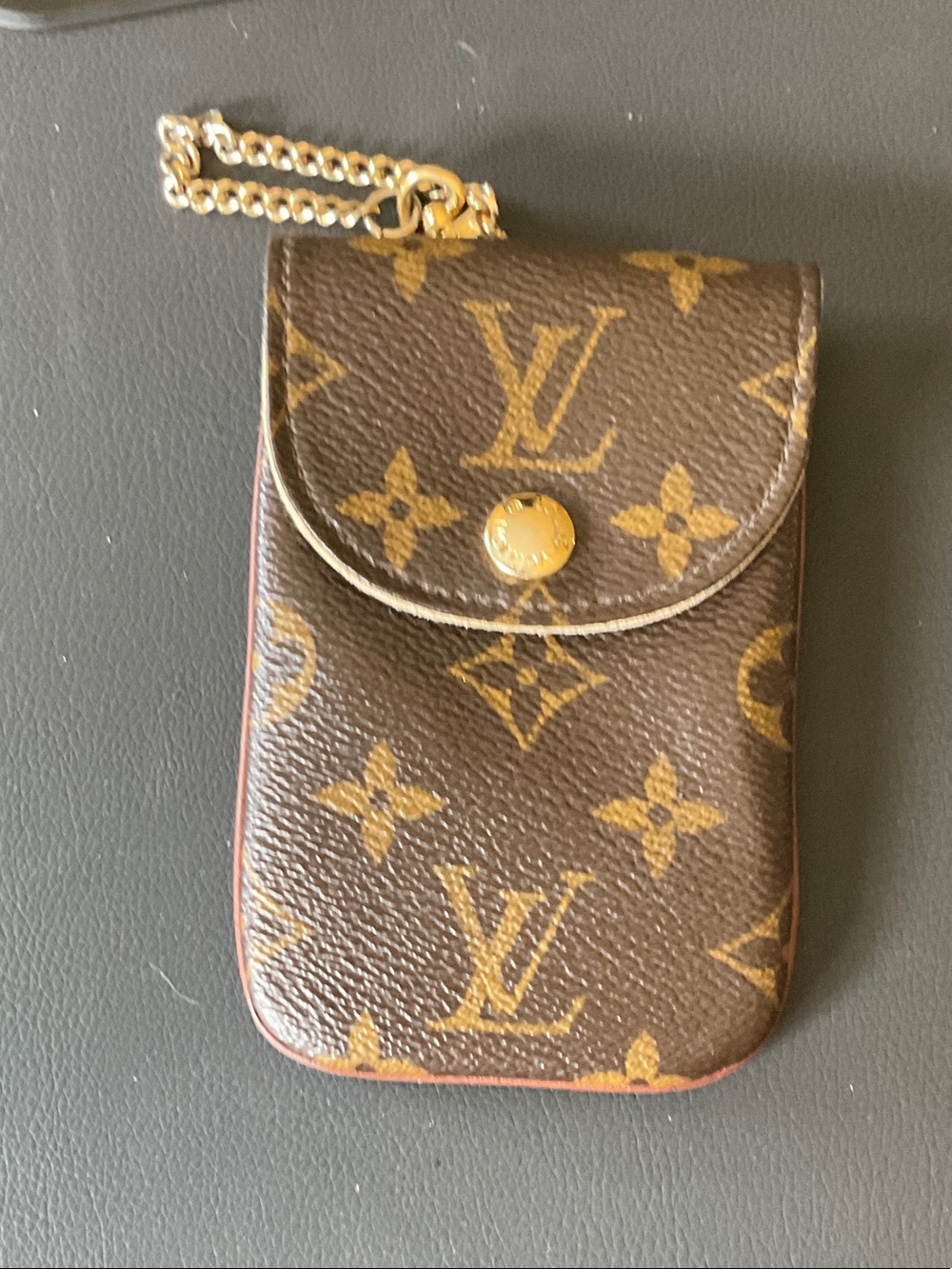 Louis Vuitton Monogram Chain Card & Key Holder in Brown and Gold